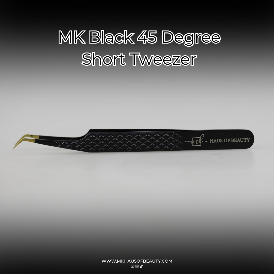 MK Black 45 Degree Short Tweezer