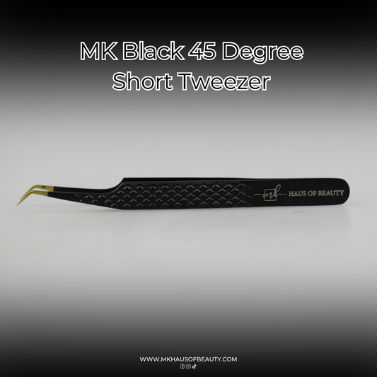 MK Black 45 Degree Short Tweezer