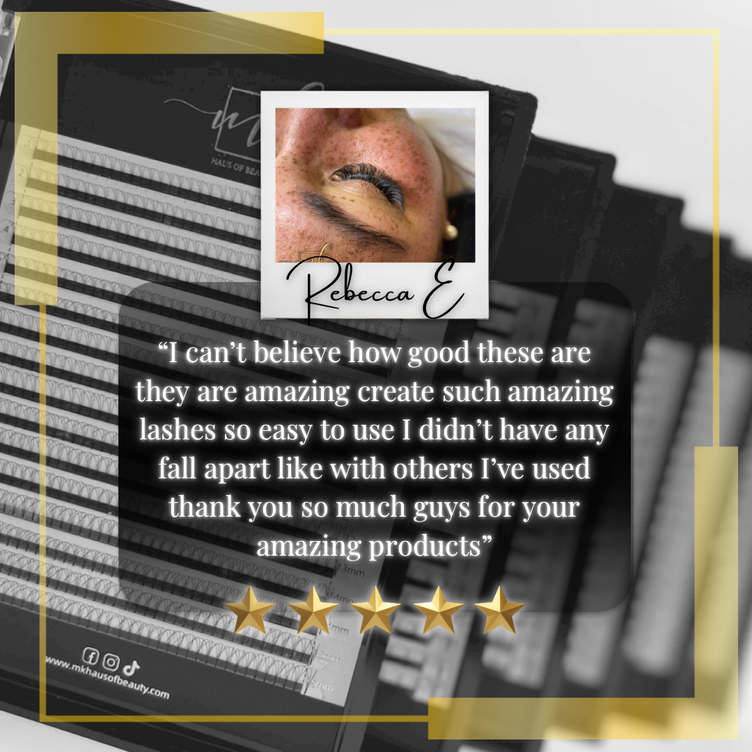 MK Drastic Black Short Stem Premade Fans 3D - 10D Mixed, 6 x 8-15mm Sample XL Trays