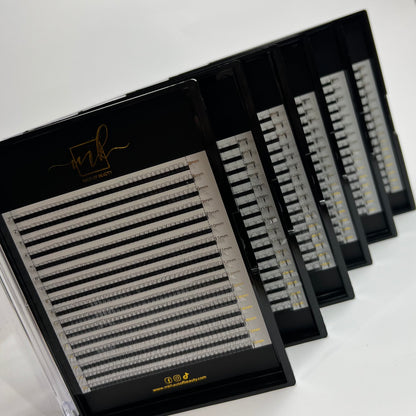 MK Drastic Black Short Stem Premade Fans 3D - 10D Mixed, 6 x 8-15mm Sample XL Trays