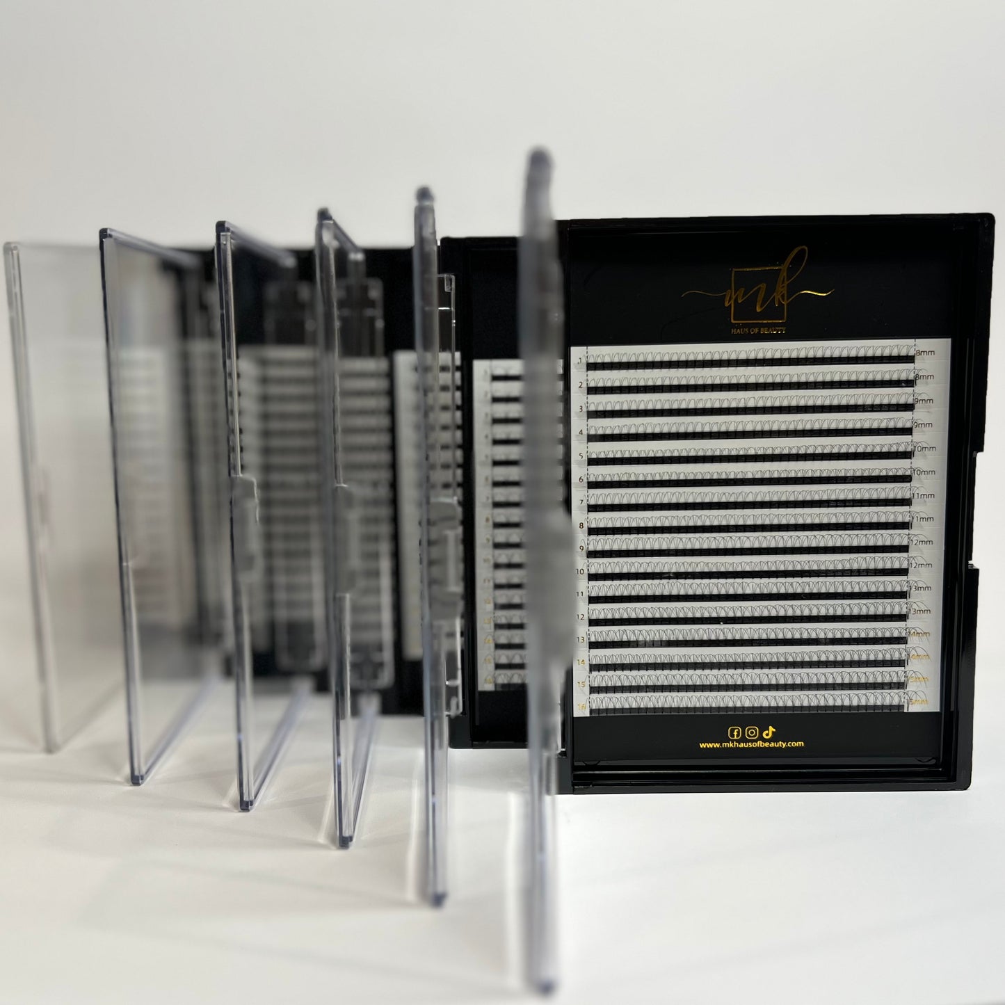 MK Drastic Black Short Stem Premade Fans 3D - 10D Mixed, 6 x 8-15mm Sample XL Trays