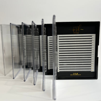 MK Drastic Black Short Stem Premade Fans 3D - 10D Mixed, 6 x 8-15mm Sample XL Trays