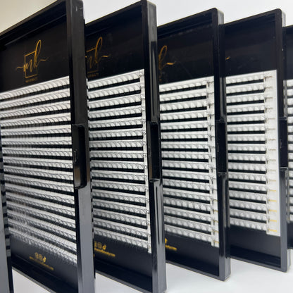 MK Drastic Black Short Stem Premade Fans 3D - 10D Mixed, 6 x 8-15mm Sample XL Trays