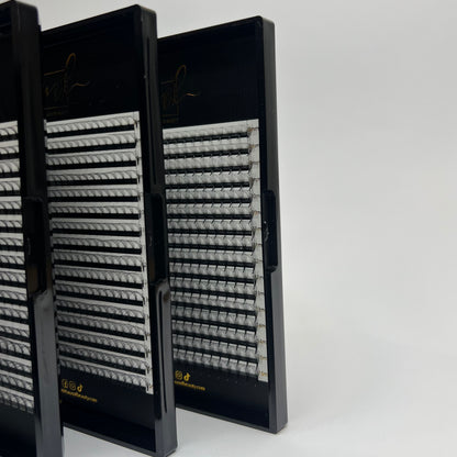 MK Drastic Black Short Stem Premade Fans 3D - 10D Mixed, 6 x 8-15mm Sample XL Trays