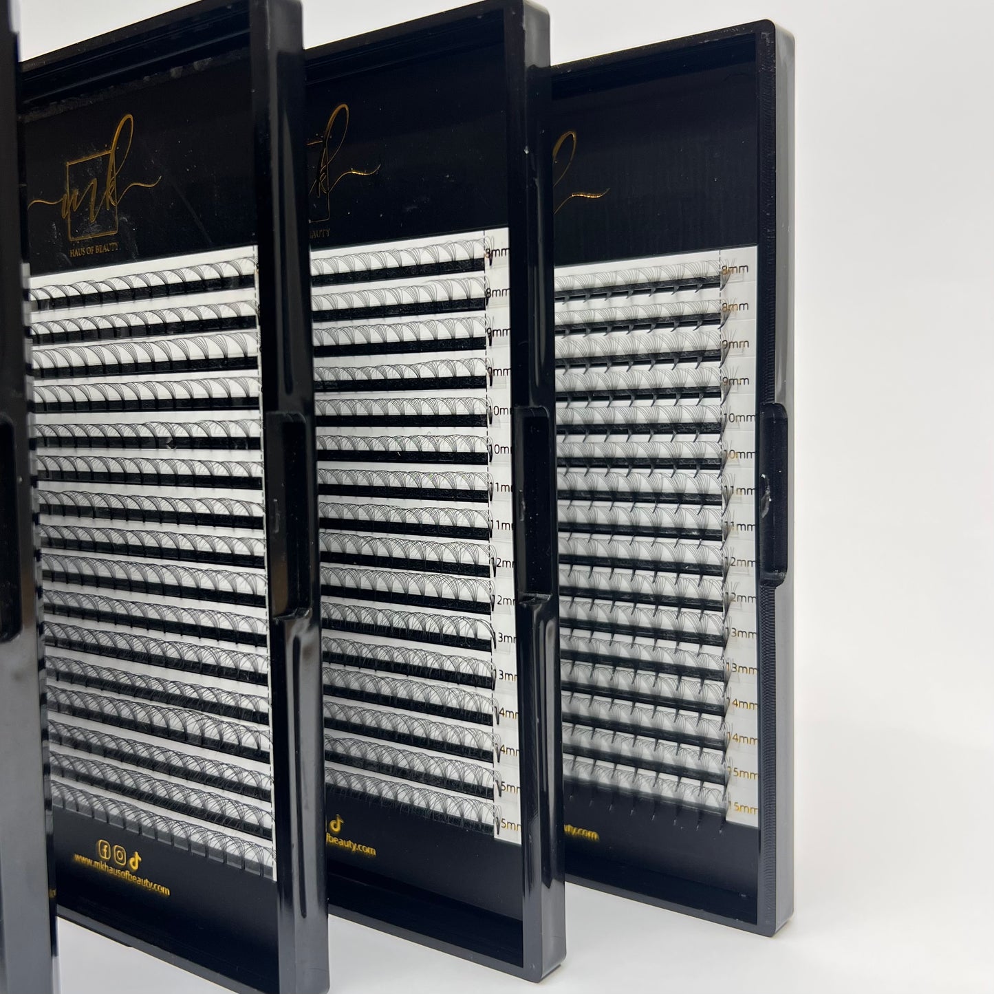 MK Drastic Black Short Stem Premade Fans 3D - 10D Mixed, 6 x 8-15mm Sample XL Trays