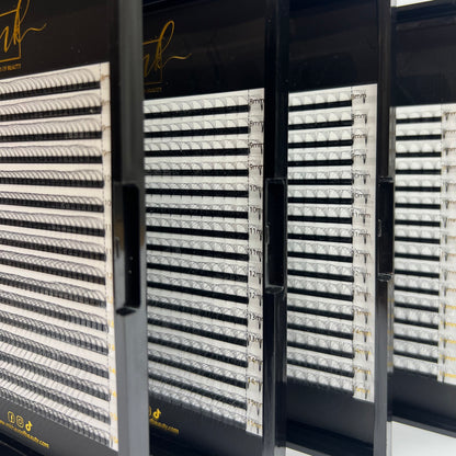 MK Drastic Black Short Stem Premade Fans 3D - 10D Mixed, 6 x 8-15mm Sample XL Trays